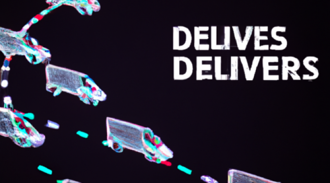 EV delivery route, supply chain visuals, ML streamlining, abstract digital art.